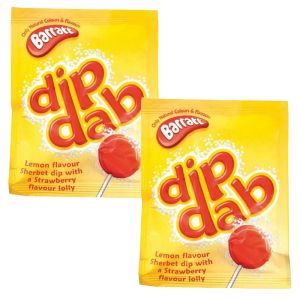 Retro Sweets - A strawberry lollipop with lemon flavour sherbet