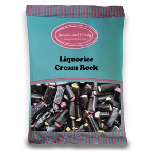 Liquorice Cream Rock - 1Kg Bulk bag of retro liquorice sweets with a fondant centre.