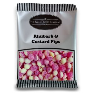Rhubarb and Custard Pips - 1Kg Bulk bag of traditional small rhubarb and custard flavour boiled sweets