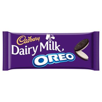 A share size bar of Cadbury dairy milk packed with a vanilla flavour filling and Oreo pieces